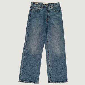 Levis Premium Ribcage Straight Ankle Jeans Womens 28 Medium Wash High Rise Denim